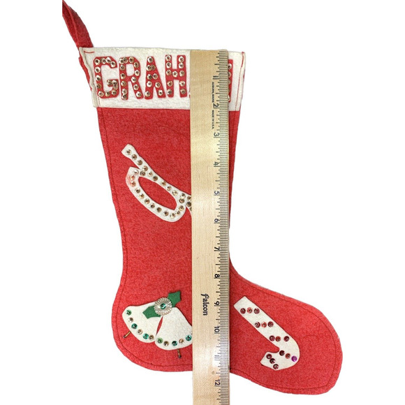 Mid-Century Modern Felt Handmade Christmas Stocking Personalized Graham - Picture 8 of 8